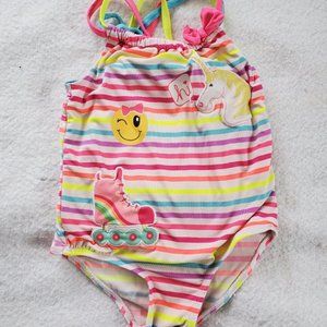 Whippette Striped One-Piece Swimsuit, Sz 4T